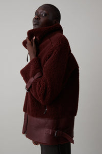 ROSCOE COAT | BURGUNDY SHEARLING