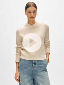 Cashmere Wide Rib Trim Crewneck