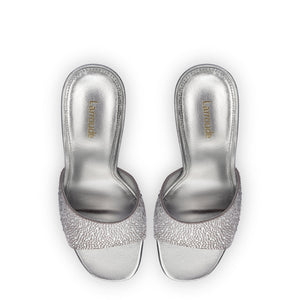 Colette Crystal Mule In Gray Suede