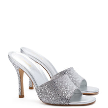 Load image into Gallery viewer, Colette Crystal Mule In Gray Suede