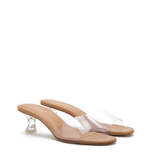 Load image into Gallery viewer, Vivi Lucite Mule In Tan Leather and Vinyl