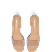 Load image into Gallery viewer, Vivi Lucite Mule In Tan Leather and Vinyl