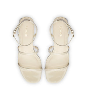 Gio Sandal In Ivory Patent Leather