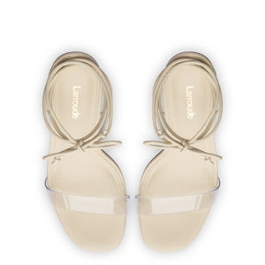 Gloria Sandal In Ivory Leather and Vinyl