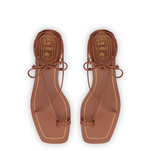 Portofino Flat Sandal In Caramel Leather