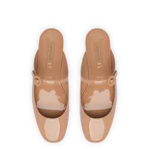 Blair Flat Mule In Tan Patent Leather