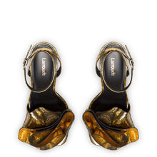 Load image into Gallery viewer, Penelope Sandal In Gold Cracked Metallic Leather