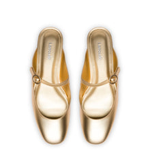 Load image into Gallery viewer, Blair Flat Mule In Gold Metallic Leather