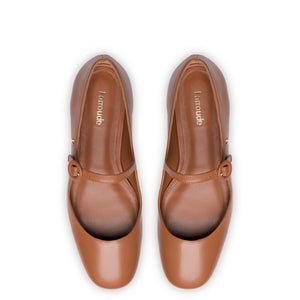 Blair Ballet Flat In Caramel Leather