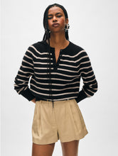 Load image into Gallery viewer, Cashmere Ribbed Striped Henley