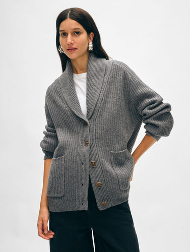 Merino Blend Marled Shawl Collar Coatigan