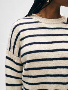 Merino Cashmere Striped Crewneck