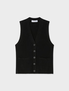 Cashmere Ribbed Button Vest