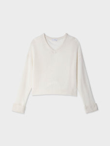 Cashmere Cuffed V Neck