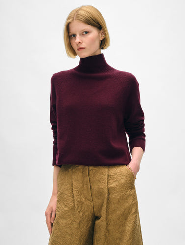 Cashmere Rib Trim Standneck