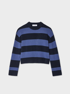 Cashmere Block Striped Crewneck