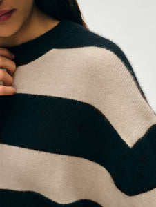 Cashmere Block Striped Crewneck