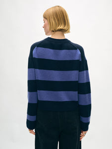 Cashmere Block Striped Crewneck