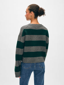 Cashmere Block Striped Crewneck