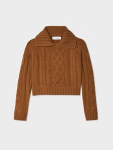 Cashmere Luxe Cable Collar Crewneck