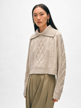 Load image into Gallery viewer, Cashmere Luxe Cable Collar Crewneck