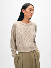 Load image into Gallery viewer, Cashmere Luxe Cable Collar Crewneck