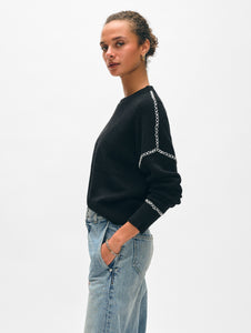 Cashmere Blanket Stitch Crewneck