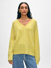 Load image into Gallery viewer, Cashmere Cable Knit V Neck