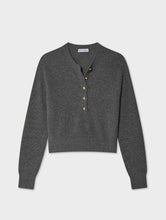 Load image into Gallery viewer, Cashmere Ribbed Gold Button Henley