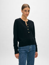 Load image into Gallery viewer, Cashmere Ribbed Gold Button Henley