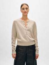 Load image into Gallery viewer, Cashmere Ribbed Gold Button Henley