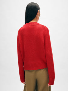 Cashmere Wide Rib Trim Crewneck