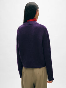 Cashmere Wide Rib Trim Crewneck