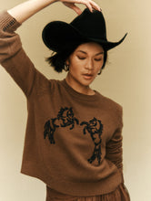 Load image into Gallery viewer, Cashmere Blend Horse Embroidered Crewneck