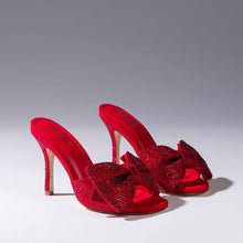 Load image into Gallery viewer, Elle Mule Crystal In Scarlet Suede