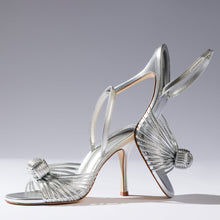 Load image into Gallery viewer, Valerie Slingback Sandal In Silver Metallic Leather