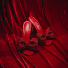 Load image into Gallery viewer, Elle Mule Crystal In Scarlet Suede