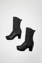 Load image into Gallery viewer, No.6 9&quot; Pull On Shearling Clog Boot on High Heel in Black Suede on Black Base