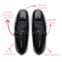 Load image into Gallery viewer, Blair Broderie Ballet Flat In Black Leather