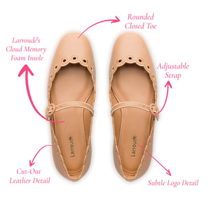 Blair Broderie Ballet Flat In Tan Leather