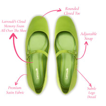 Load image into Gallery viewer, Blair Ballet Flat In Kiwi Satin