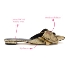 Load image into Gallery viewer, Elle Flat Mule In Gold Cracked Metallic Leather