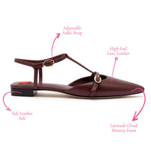 Load image into Gallery viewer, Grace Flat In Burgundy Leather