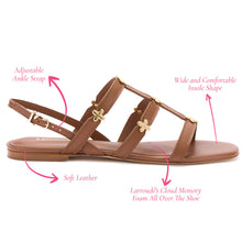 Load image into Gallery viewer, Harmony Flat Sandal In Caramel Leather