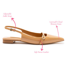 Load image into Gallery viewer, Ines Flat In Tan Patent Leather