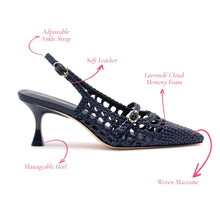 Load image into Gallery viewer, Ines Macrame Pump In Navy Leather