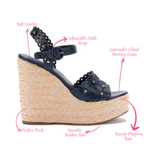 Load image into Gallery viewer, Jasmine Wedge In Navy Leather