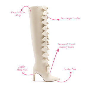 Larroudé for Jonathan Cohen: Tie Boot In Ivory Leather