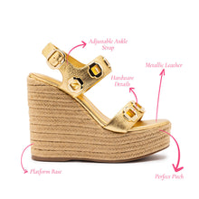 Load image into Gallery viewer, Milan Espadrille In Gold Metallic Leather