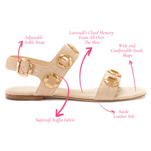 Load image into Gallery viewer, Milan Flat Sandal In Beige Raffia